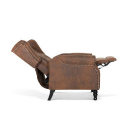 Faux Leather Suede Brown Marianna Manual Recliner Wingback Chair - thumbnail 6