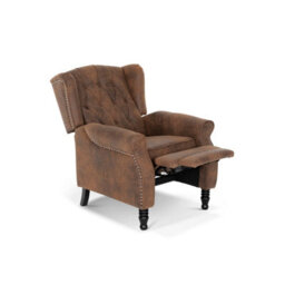 Faux Leather Suede Brown Marianna Manual Recliner Wingback Chair - thumbnail 2