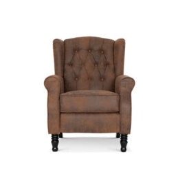 Faux Leather Suede Brown Marianna Manual Recliner Wingback Chair - thumbnail 5