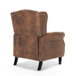 Faux Leather Suede Brown Marianna Manual Recliner Wingback Chair - thumbnail 4