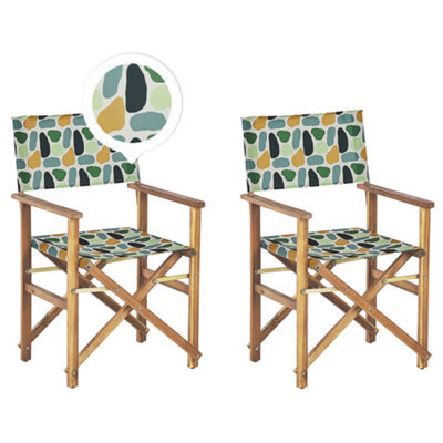 Beliani Set Of 2 Garden Chairs Cine Acacia Wood Multicolour - image 1