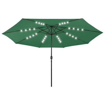 Berkfield Sturdy Outdoor Parasol With Led Lights And Metal Pole 400 Cm Green - image 1