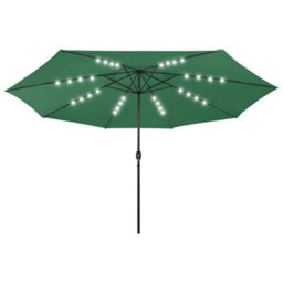 Berkfield Sturdy Outdoor Parasol With Led Lights And Metal Pole 400 Cm Green - thumbnail 1