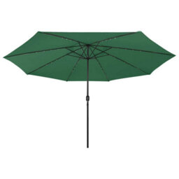 Berkfield Sturdy Outdoor Parasol With Led Lights And Metal Pole 400 Cm Green - thumbnail 3