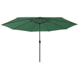 Berkfield Sturdy Outdoor Parasol With Led Lights And Metal Pole 400 Cm Green - thumbnail 2