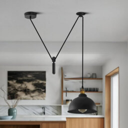 Black Industrial 1 Head Spider Pendant Light Adjustable Cord Barn Slotted Shade Lamp For Kitchen & Dining - thumbnail 3