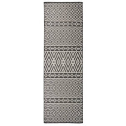 Berkfield Durable Outdoor Flatweave Rug 80X250 Cm Black Stripes - thumbnail 2