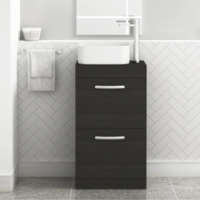 Royal Bathrooms 500mm Floor Standing Vanity Unit 2 Drawer Hale Black & Countertop Basin - Elena - image 1