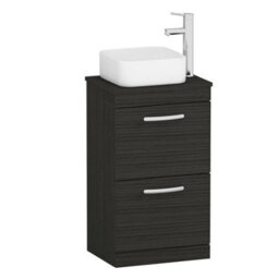 Royal Bathrooms 500mm Floor Standing Vanity Unit 2 Drawer Hale Black & Countertop Basin - Elena - thumbnail 4