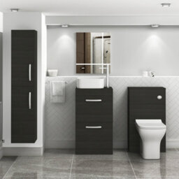 Royal Bathrooms 500mm Floor Standing Vanity Unit 2 Drawer Hale Black & Countertop Basin - Elena - thumbnail 2