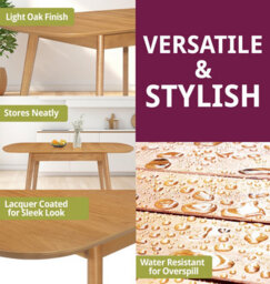 Hallowood Furniture Aston Butterfly Extending Dining Table In Light Oak Finish - thumbnail 5