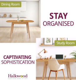 Hallowood Furniture Aston Butterfly Extending Dining Table In Light Oak Finish - thumbnail 6