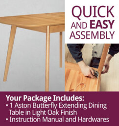 Hallowood Furniture Aston Butterfly Extending Dining Table In Light Oak Finish - thumbnail 7