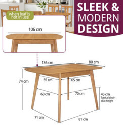 Hallowood Furniture Aston Butterfly Extending Dining Table In Light Oak Finish - thumbnail 3