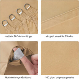 Beige 2X4M Rectangular Shade Sail Waterproof Uv Resistant - thumbnail 3