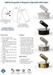 CGC Lighting Cgc Scarlet White Adjustable Head Led Rechargeable Magnetic Usb Reading Bedside Wall Light - thumbnail 8