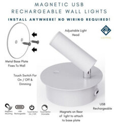 CGC Lighting Cgc Scarlet White Adjustable Head Led Rechargeable Magnetic Usb Reading Bedside Wall Light - thumbnail 9