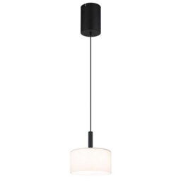 Luminosa Lighting Luminosa Trenton Slim Pendant Ceiling Light Matt Black Opal Alabaster Optic Glass Shade Led 2700-4000K
