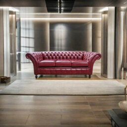 Chesterfield 3 Seater Old English Burgandy Leather Sofa Settee In Balmoral Style - thumbnail 5