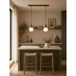 Luminosa Lighting Luminosa Lacrima Bar Pendant Ceiling Light Green White Glass Shade 2X E27 - thumbnail 2