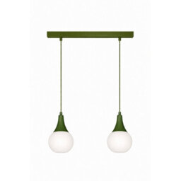 Luminosa Lighting Luminosa Lacrima Bar Pendant Ceiling Light Green White Glass Shade 2X E27 - thumbnail 1