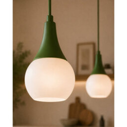 Luminosa Lighting Luminosa Lacrima Bar Pendant Ceiling Light Green White Glass Shade 2X E27 - thumbnail 3