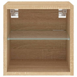 Berkfield Tv Wall Cabinet With Led Lights Sonoma Oak 30X28.5X30 Cm - thumbnail 8