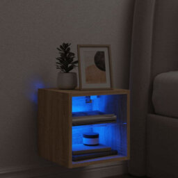Berkfield Tv Wall Cabinet With Led Lights Sonoma Oak 30X28.5X30 Cm - thumbnail 3