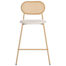 Wyld And Coco Luxeliving Set Of 2 Rattan-Look Bar Stools - Light Brown, Iron Frame, Fabric Seat (W57 X D52 X H102Cm) - thumbnail 1