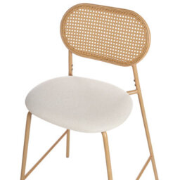 Wyld And Coco Luxeliving Set Of 2 Rattan-Look Bar Stools - Light Brown, Iron Frame, Fabric Seat (W57 X D52 X H102Cm) - thumbnail 7