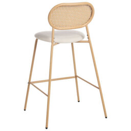 Wyld And Coco Luxeliving Set Of 2 Rattan-Look Bar Stools - Light Brown, Iron Frame, Fabric Seat (W57 X D52 X H102Cm) - thumbnail 6