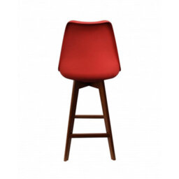 Fusion Living Soho Red Plastic Bar Stool With Dark Wood Legs - thumbnail 5