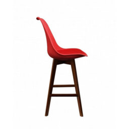 Fusion Living Soho Red Plastic Bar Stool With Dark Wood Legs - thumbnail 3