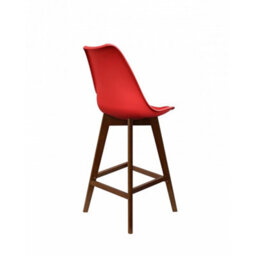 Fusion Living Soho Red Plastic Bar Stool With Dark Wood Legs - thumbnail 6