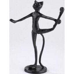 Cast Iron Yoga Cat Statue - Rustic Finish Novelty Animal Design Ornament, Indoor Home Display Decoration - H17 X W13 X D6Cm - thumbnail 2