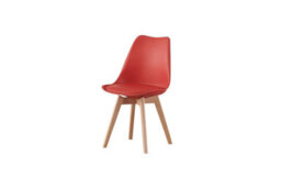 Mof Set Of 4 Red Dining Chairs Wooden Legs Soft Cushion Pad Stylish Deluxe Retro Lounge Dining Office Eva - thumbnail 3