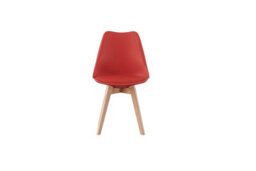 Mof Set Of 4 Red Dining Chairs Wooden Legs Soft Cushion Pad Stylish Deluxe Retro Lounge Dining Office Eva - thumbnail 6