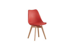 Mof Set Of 4 Red Dining Chairs Wooden Legs Soft Cushion Pad Stylish Deluxe Retro Lounge Dining Office Eva - thumbnail 5