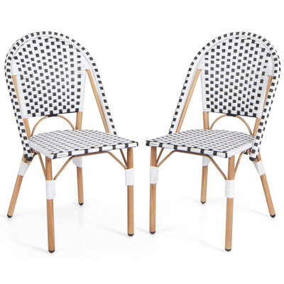 Gainoom Set Of 2 French Bistro Accent Chair White Outdoor Armless Dining Chairs - image 1