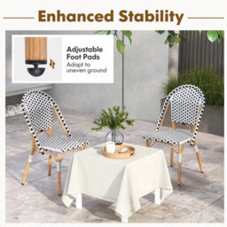 Gainoom Set Of 2 French Bistro Accent Chair White Outdoor Armless Dining Chairs - thumbnail 7