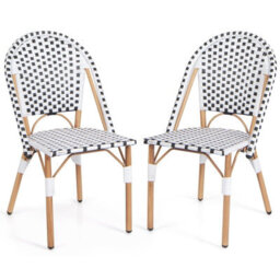 Gainoom Set Of 2 French Bistro Accent Chair White Outdoor Armless Dining Chairs - thumbnail 1
