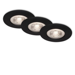Briloner Mains-Powered Led Black Warm White Light Recessed Downlights Pack Of 3 - thumbnail 3