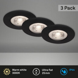 Briloner Mains-Powered Led Black Warm White Light Recessed Downlights Pack Of 3 - thumbnail 4