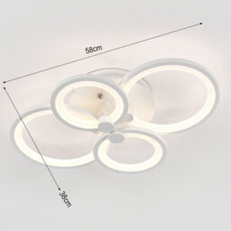 Darphe Nordic 6-Ring Led Semi-Flush Mount Ceiling Light - White Metal & Acrylic Dimmable Fixture - thumbnail 7