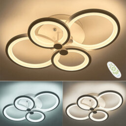 Darphe Nordic 6-Ring Led Semi-Flush Mount Ceiling Light - White Metal & Acrylic Dimmable Fixture - thumbnail 4