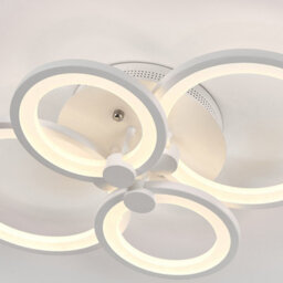 Darphe Nordic 6-Ring Led Semi-Flush Mount Ceiling Light - White Metal & Acrylic Dimmable Fixture - thumbnail 5
