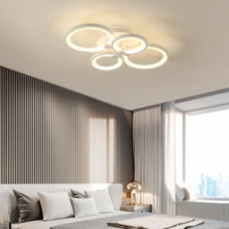 Darphe Nordic 6-Ring Led Semi-Flush Mount Ceiling Light - White Metal & Acrylic Dimmable Fixture - thumbnail 2
