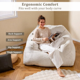 Gainoom Beige Bean Bag Chair For Adults Plush Lazy Sofa Stuffed Floor Sofa - thumbnail 7
