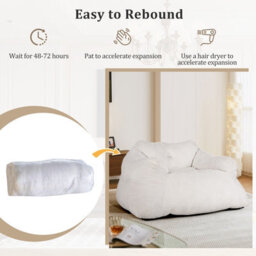 Gainoom Beige Bean Bag Chair For Adults Plush Lazy Sofa Stuffed Floor Sofa - thumbnail 4
