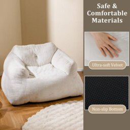 Gainoom Beige Bean Bag Chair For Adults Plush Lazy Sofa Stuffed Floor Sofa - thumbnail 5